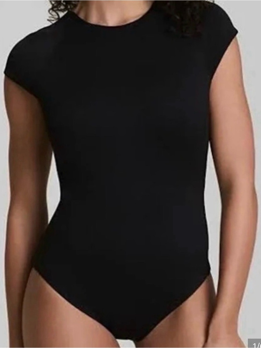 SPANX Black Cap Sleeve One-Piece Swimsuit